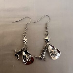 Silver Cowboy Hat and Boot Earrings